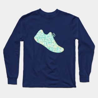 Hebrews 12:1-2 - Run the Race (aqua) Long Sleeve T-Shirt